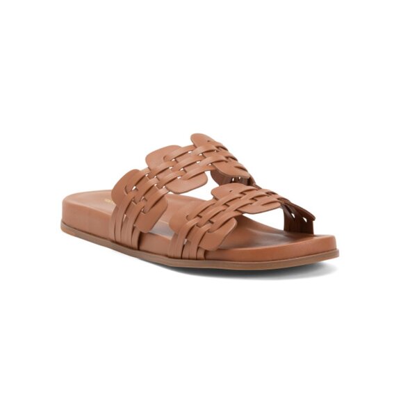 INTENTIONALLY BLANK Tan Made In Brazil Leather Brian Flat Sandals